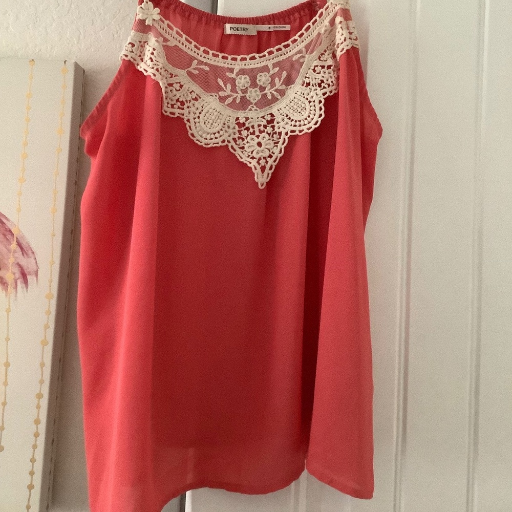 Coral Crochet Blouse